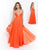 Blush - X236 Strapless Pleated A-Line Evening Dress In Orange