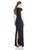 Adrianna Papell - 91910380 V-Neck Lace Cap Sleeves Long Gown in Blue