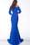Jovani - 68008 Sweetheart Neck Three-Quarter Sleeves Mermaid Gown In Blue
