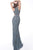 Jovani - 65993 Strappy Beaded Plunging V-Neck Dress In Silver
