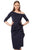 Jovani - 1035 Quarter Length Sleeve Knee Length Sheath Dress In Blue