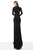 Jovani - 1459 Embellished Long Sleeve Trumpet Dress With Train In Black