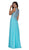 Nox Anabel - Y100P Gilded Scoop Chiffon A-line Dress In Blue and Green