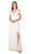 Nox Anabel - Y277 Cold Shoulder V Neckline A-Line High Slit Gown In White