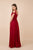 Nox Anabel - Y277P Cold Shoulder V Neckline A-Line High Slit Gown In Red