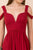 Nox Anabel - Y277P Cold Shoulder V Neckline A-Line High Slit Gown In Red