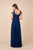 Nox Anabel - Y277P Cold Shoulder V Neckline A-Line High Slit Gown In Blue