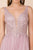 Nox Anabel - Y300 Embroidered Deep V-neck A-line Gown In Pink