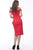 Jovani - 68769 Plunging Off-Shoulder Sheath Dress With Ruffle In Red