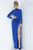 Jovani - 1706 High Neck Long Sleeve Fitted High Slit Evening Dress In Blue