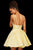 Sherri Hill - 52983 Plunging V-neck Brocade Short A-line Dress In Yellow