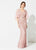 Ivonne D for Mon Cheri - 219D82 Embroidered Lace V-neck Chiffon Dress In Brown