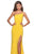 La Femme - 28176 One Shoulder Fitted Jersey Dress with High Slit In Yellow