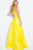 57940 High Neck Floral Ornate Satin A-Line Gown