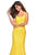 La Femme - 27484 Jewel-Sprinkled Square Neck Trumpet Gown In Yellow