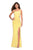 La Femme - Asymmetrical Neckline Strappy Jersey Evening Dress 27126 - 1 pc Yellow In Size 2 Available