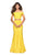 La Femme - 27443 Two-Piece Allover Lace Off Shoulder Mermaid Gown In Yellow