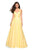 La Femme - 27504 Plunging Halter V-neck Mikado A-line Dress In Yellow