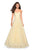 La Femme - 27746 Floral Embroidered Strapless A-Line Gown In Yellow