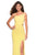 La Femme - Asymmetrical Neckline Strappy Jersey Evening Dress 27126 - 1 pc Yellow In Size 2 Available