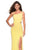 La Femme - 27126 Asymmetrical Neckline Strappy Jersey Evening Dress In Yellow