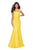 La Femme - 27484 Jewel-Sprinkled Square Neck Trumpet Gown In Yellow