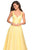La Femme - 27504 Plunging Halter V-neck Mikado A-line Dress In Yellow