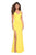 La Femme - 27181 Sleeveless Multi-Cutout High Slit Gown In Yellow