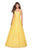 La Femme - 27190 Allover Lace Organza Sleeveless A-Line Formal Dress In Yellow