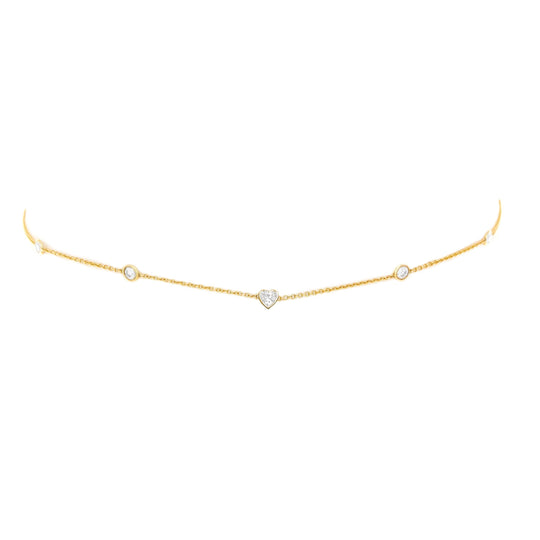 Logan Hollowell - NEW! 5 Diamond Heart of Light Orbit Choker with Heart Center