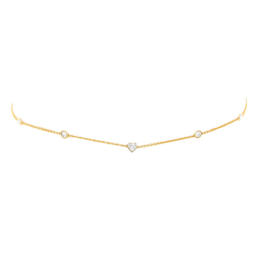 NEW! 5 Diamond Heart of Light Orbit Choker with Heart Center