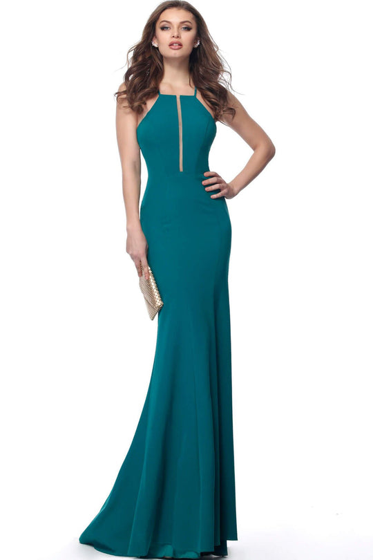 Jovani - JVN62552 Strappy Halter Fitted Sheath Dress In Green