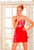 Blush - Floral Embellished Sweetheart Short Dress 9294 In Red