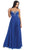 Dancing Queen - 8693 Crystal Ornate Plunging Strapless Prom Gown In Blue