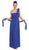Eureka Fashion - 1701 One Shoulder Rosette Strap Empire Waist Gown in Blue