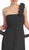 Eureka Fashion - 1701 One Shoulder Rosette Strap Empire Waist Gown in Black