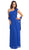 Eureka Fashion - 2005 Ruffled Shoulder Accent Asymmetrical A-Line Gown In Blue