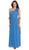 Eureka Fashion - 2005 Ruffled Shoulder Accent Asymmetrical A-Line Gown In Blue