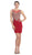 Eureka Fashion - 6002 Illusion Bateau Metallic Embroidered Dress In Red