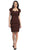 Eureka Fashion - 1818 Taffeta Sheath Cocktail Dress with Bolero In Brown