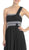 Eureka Fashion - 2426 Asymmetrical Bead-Banded Chiffon A-Line Gown In Black