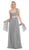 Eureka Fashion - 2426 Asymmetrical Bead-Banded Chiffon A-Line Gown In Silver