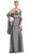 Eureka Fashion - 2120 Jeweled Ruche-Ornate Cutout Long Gown In Gray