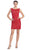 Eureka Fashion - 2052 Cap Sleeve Sequined Lace Short Dress In Red and Gold