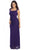 Eureka Fashion - 1927 Lace Cap Sleeve Draped Chiffon Gown In Purple