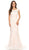 Eureka Fashion - 3510 Lace Bateau Long Mermaid Dress In White and Pink
