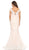 Eureka Fashion - 3510 Lace Bateau Long Mermaid Dress In White and Pink