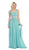 Eureka Fashion - 2440 Ruched Square-Neck Chiffon Long Gown In Blue and Green