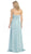 Eureka Fashion - 2800 Strapless Shirred Bodice A-Line Gown In Blue