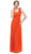 Eureka Fashion - 1701 One Shoulder Rosette Strap Empire Waist Gown in Orange
